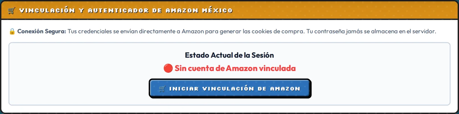 Tarjeta para vincular Amazon en el panel